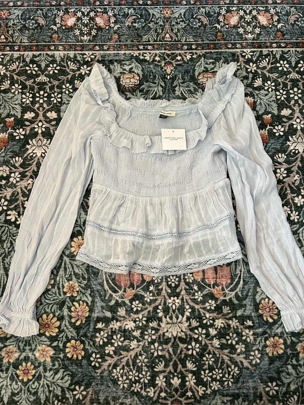 American Eagle Smocked Peasant Top